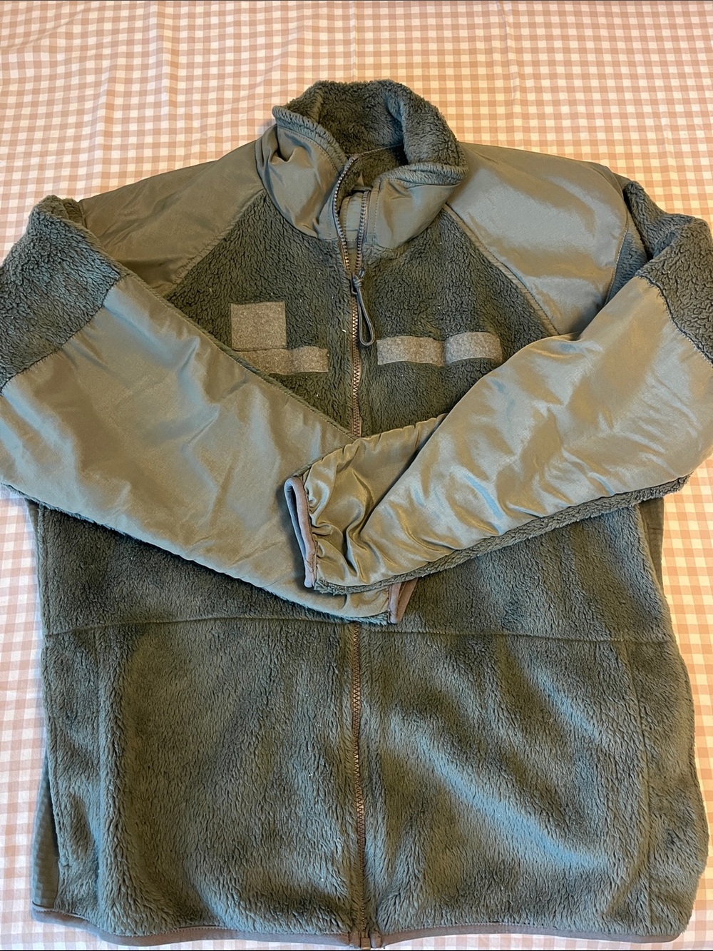 Men's Olive Green Performance Fleece Jacket with Nylon Panels